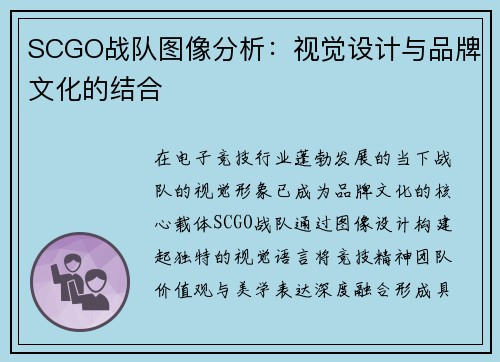 SCGO战队图像分析：视觉设计与品牌文化的结合